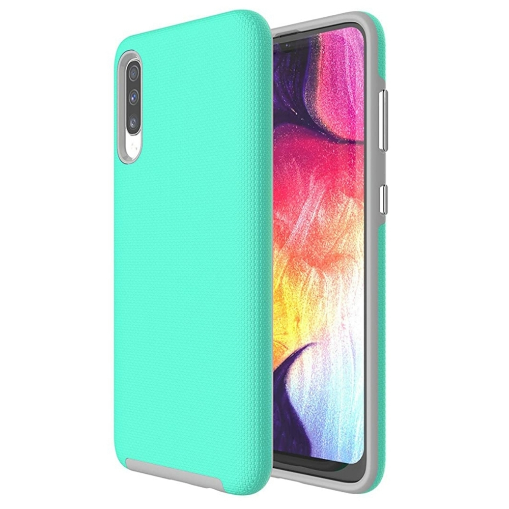 New case for galaxy A50 green and gray color.